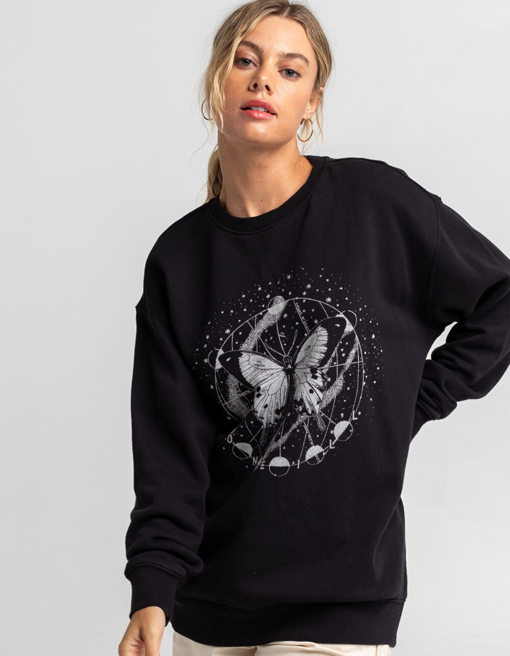 O'NEILL Daily Cosmos Womens Pullover Sweatshirt - WASH BLACK | Tillys