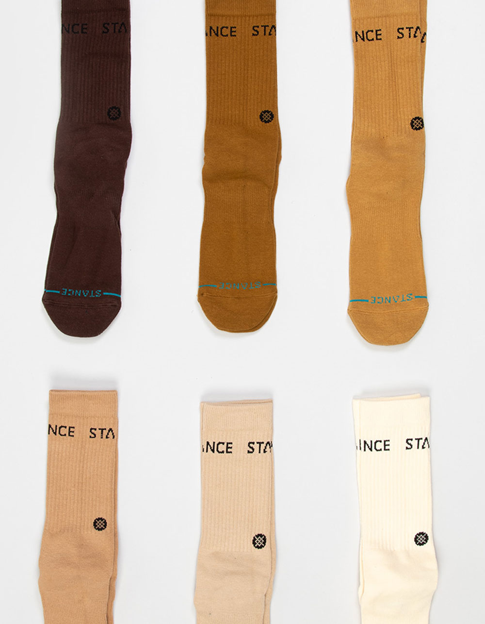 STANCE Origin 6 Pack Mens Crew Socks - KHAKI