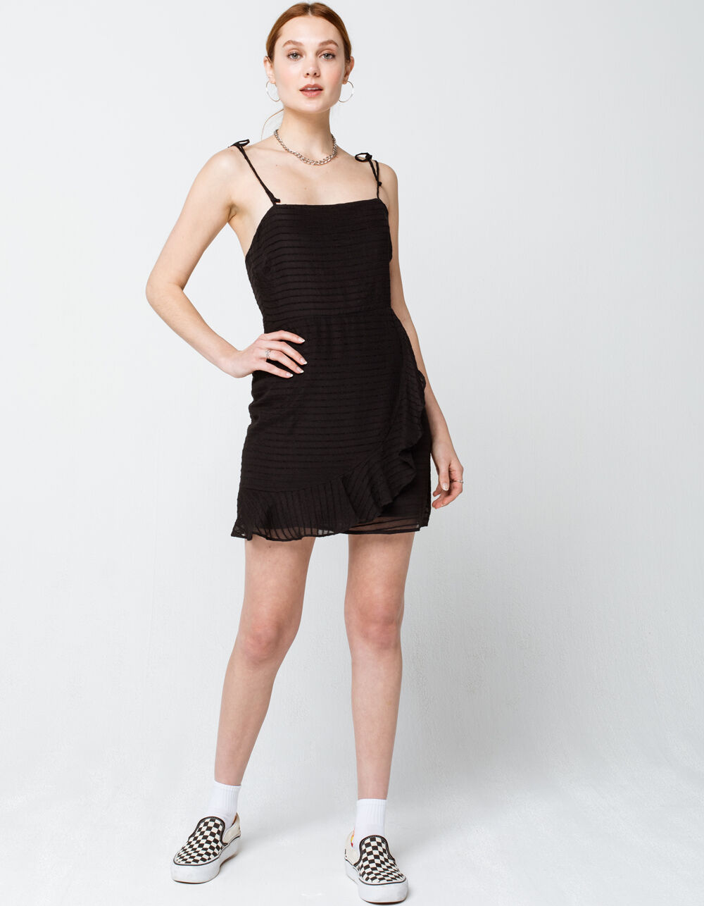 COTTON CANDY LA Textured Black Wrap Dress - BLACK | Tillys