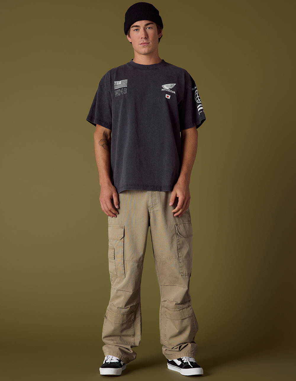 RSQ Mens Baggy Twill Cargo Pants - OLIVE