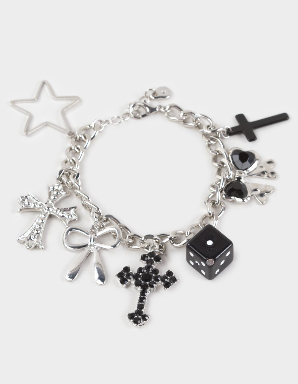 FULL TILT Cross/Star/Bow Charm Bracelet - SILVER