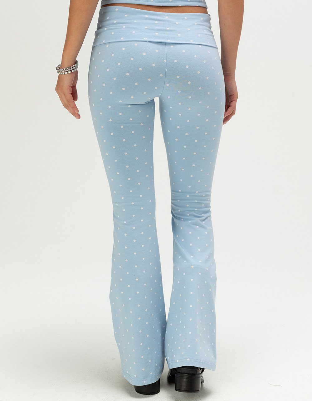 FULL TILT Print Womens Fold Over Flare Pants - BLUE COMBO