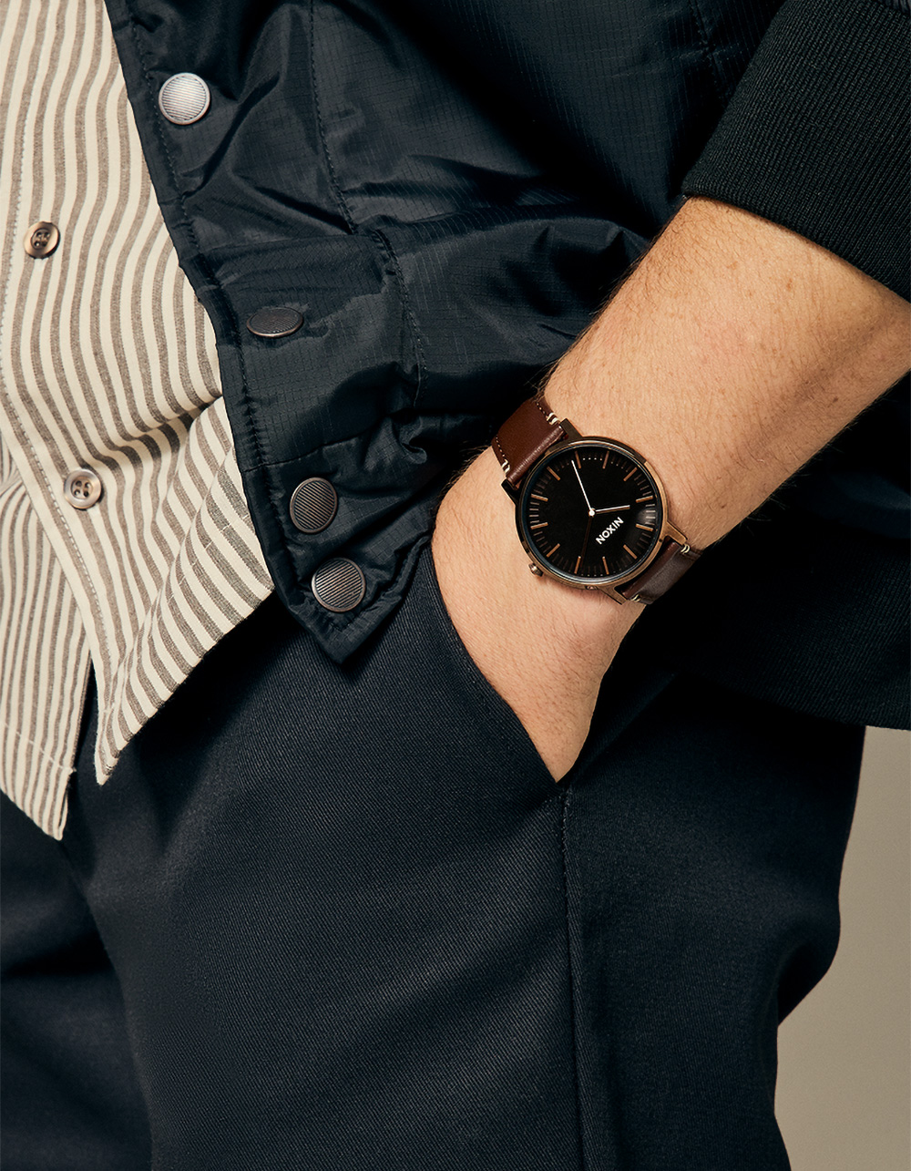 NIXON Porter Leather Watch - CHOCOLATE