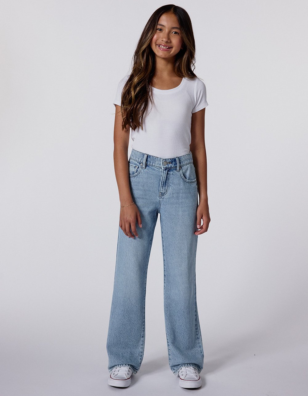 RSQ Girls High Rise Wide Leg Jeans - MEDIUM WASH