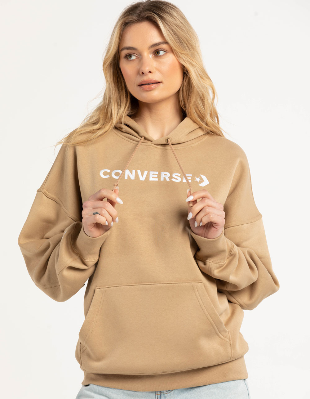 En general Insignificante rifle CONVERSE Embroidered Woodmark Womens Hoodie - KHAKI | Tillys