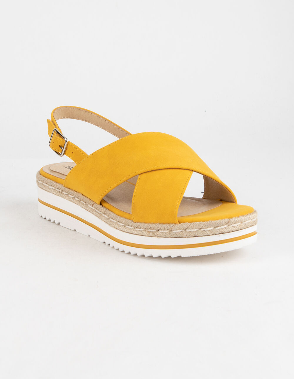 SODA Ankle Crisscross Mustard Womens Espadrille Flatform Sandals image number 0