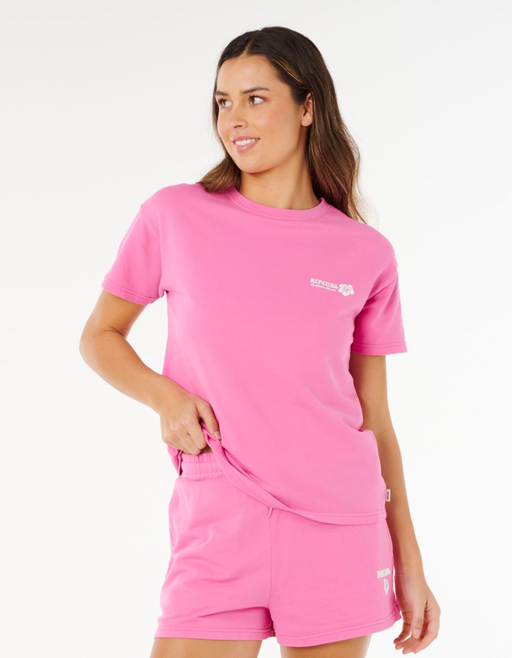 RIP CURL Surf Puff Party Pack Womens Relaxed Tee - HOT PINK