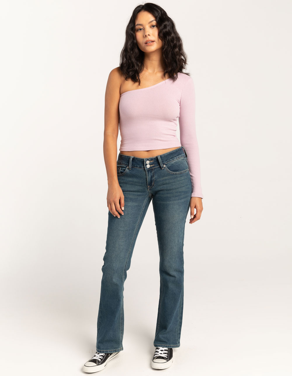 RSQ One Shoulder Long Sleeve Womens Top - LAVENDAR