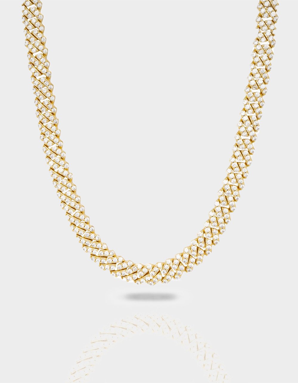 THE GOLD GODS Diamond Straight Edge Cuban Link Chain 8mm - GOLD