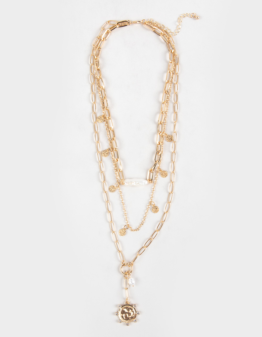 FULL TILT Layered Faux Shell/Coin Necklace - GOLD