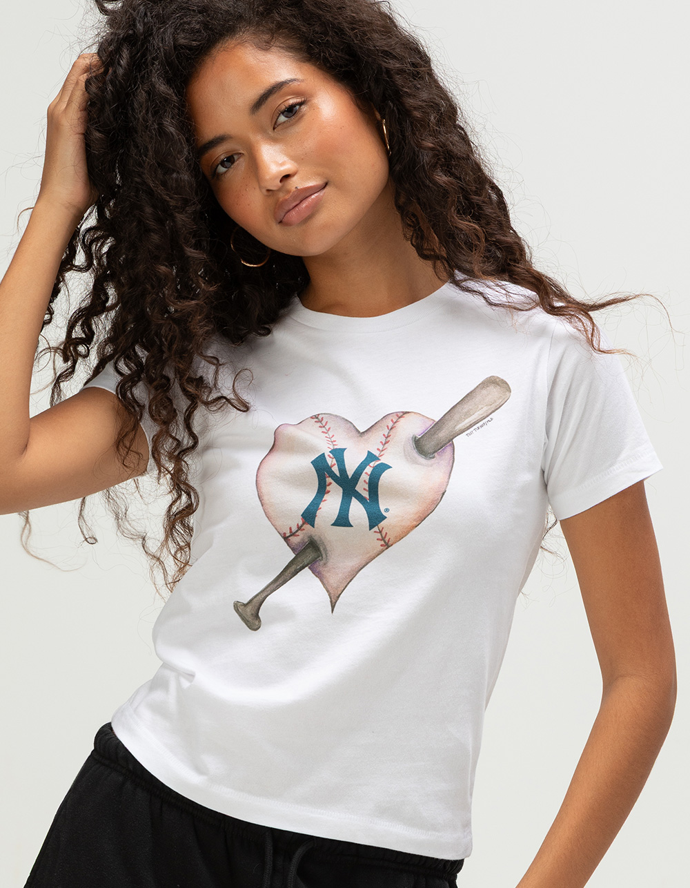 TINY TURNIP New York Yankees Heart Womens Tee - WHITE