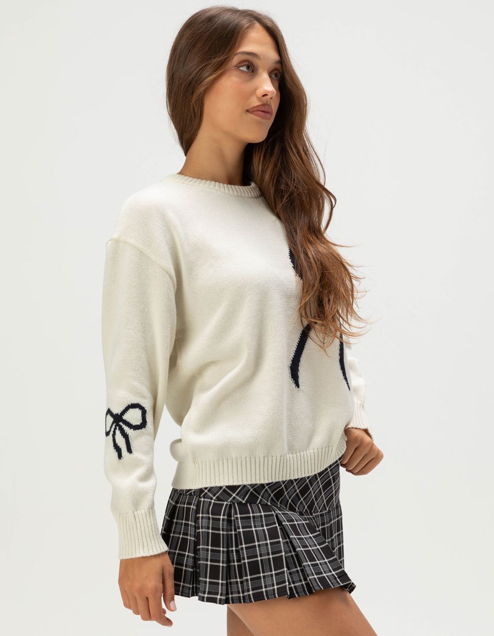 RSQ Womens Bow Sweater - CREAM