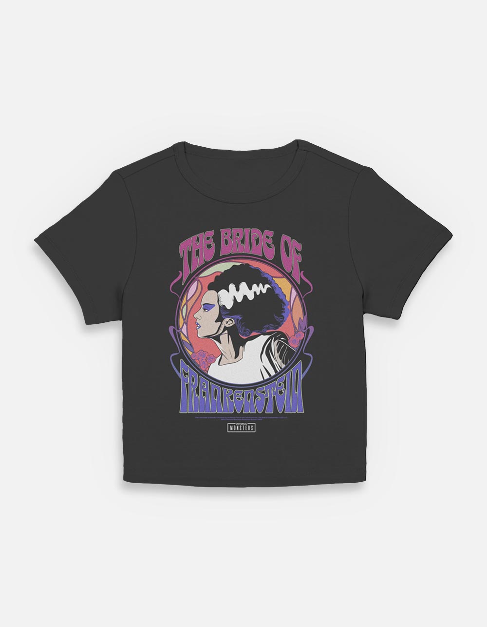 UNIVERSAL MONSTERS The Bride Of Frankenstein Womens Baby Tee - BLACK