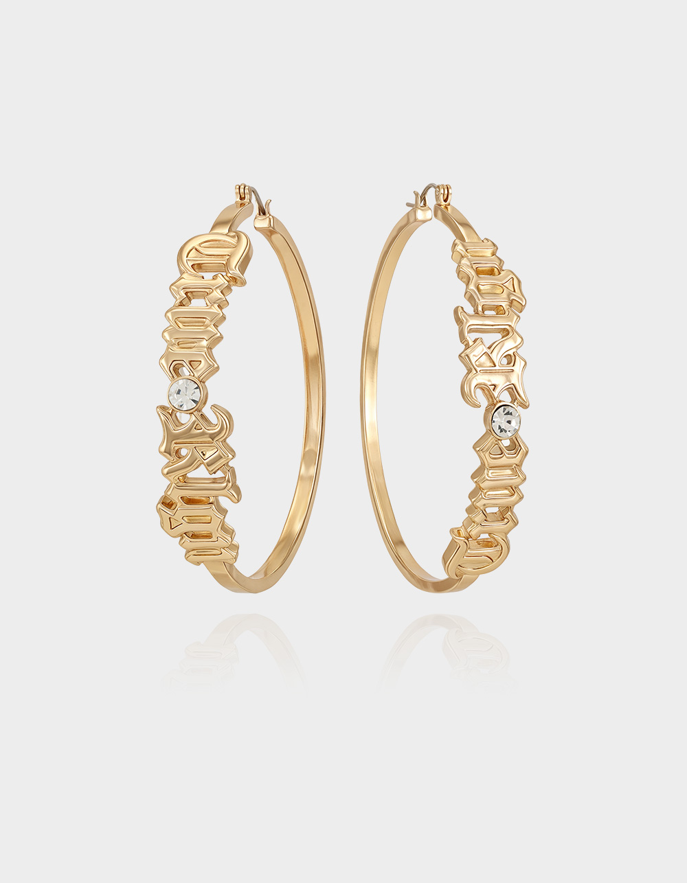 TRUE RELIGION Logo Hoop Earrings - GOLD