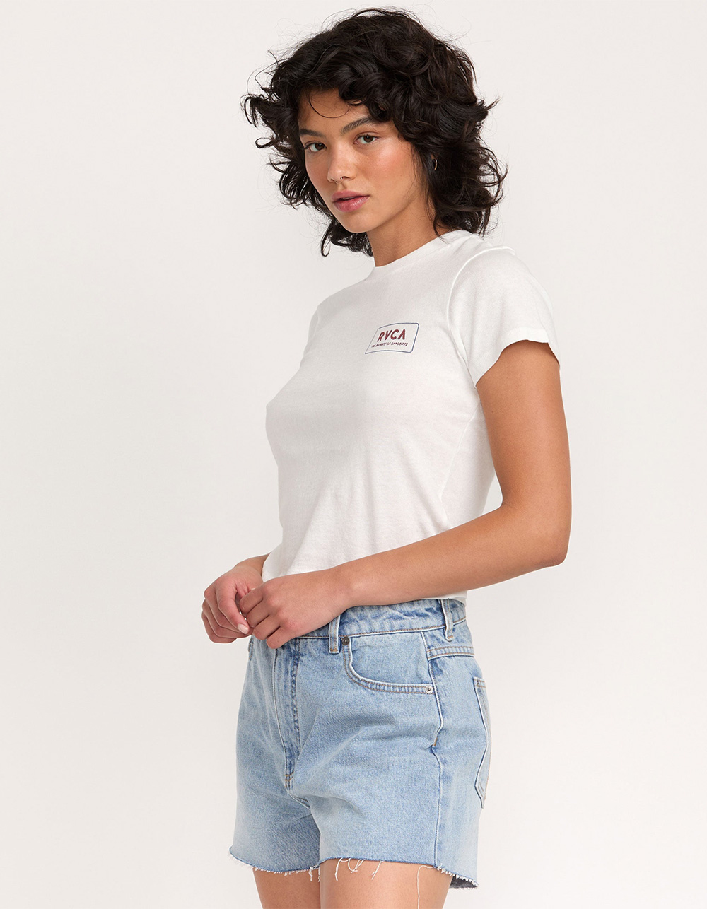RVCA 411 Womens Fitted Baby Tee - WHITE