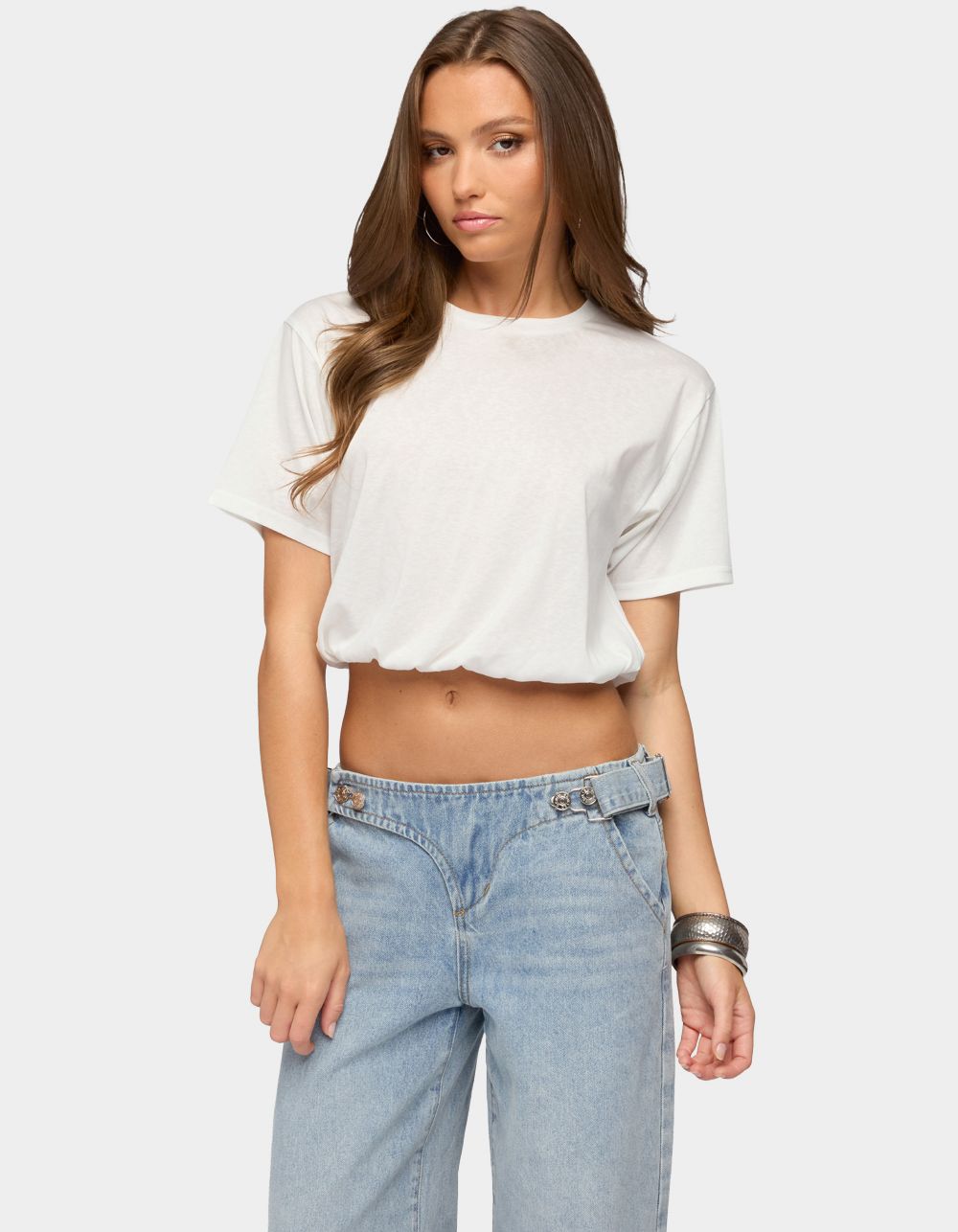 EDIKTED Raina Bubble Tee - WHITE