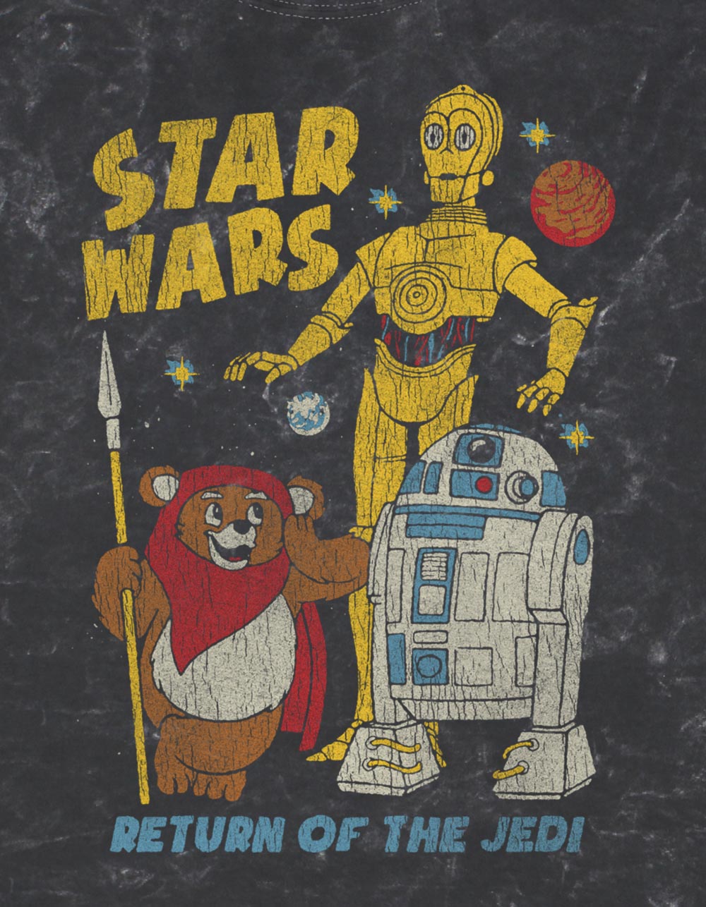 STAR WARS Walk The Ewok Distressed Unisex Tee - BLACK