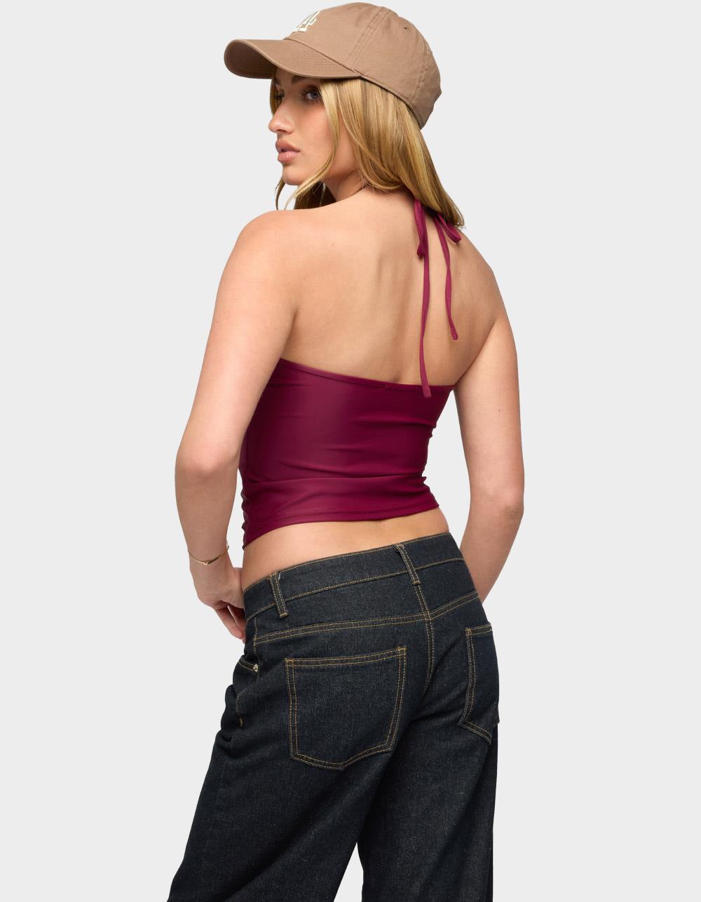 EDIKTED Alaynah Halter Top - DK RED