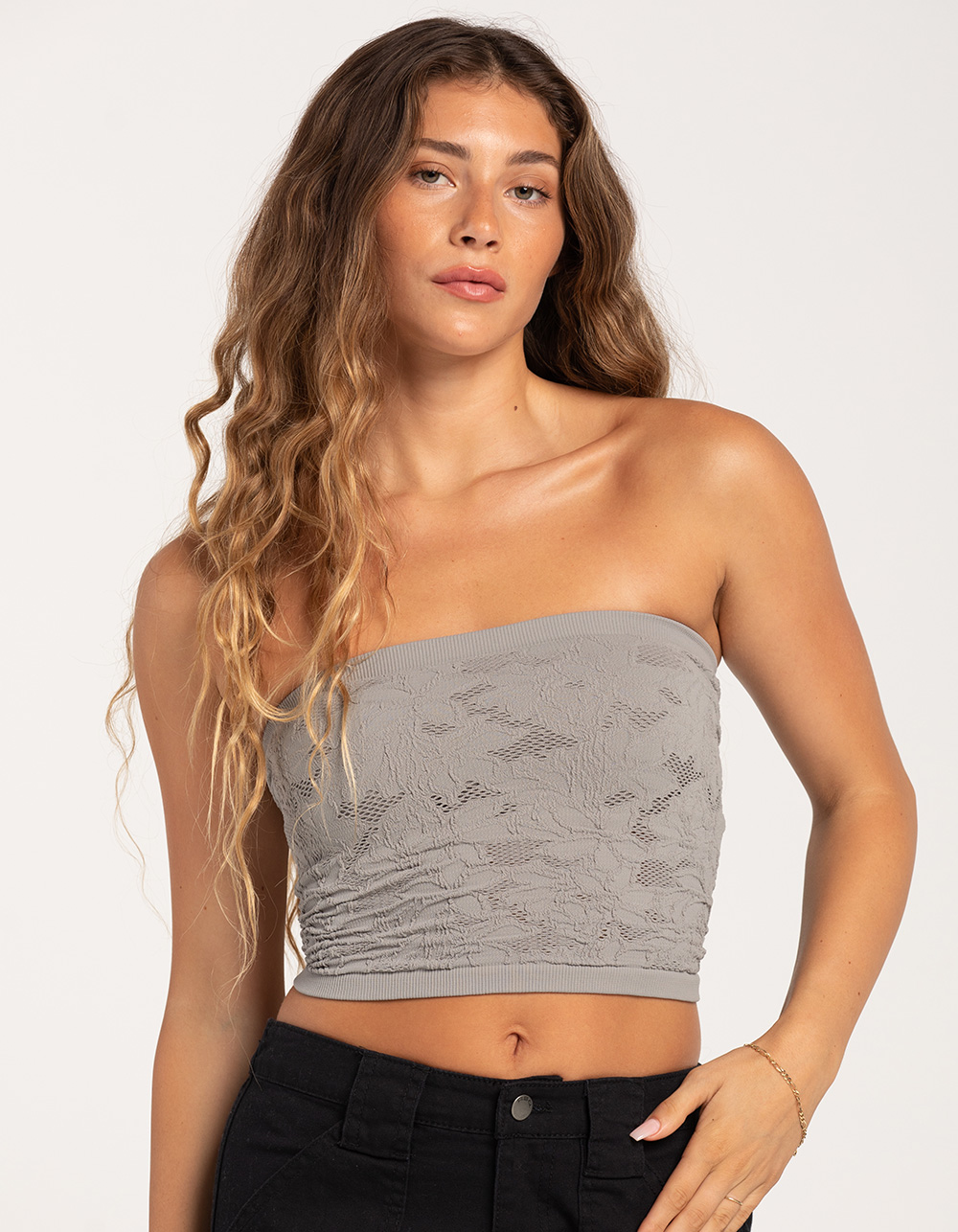 CerbeShops Seamless Textured Lace Womens Tube Top