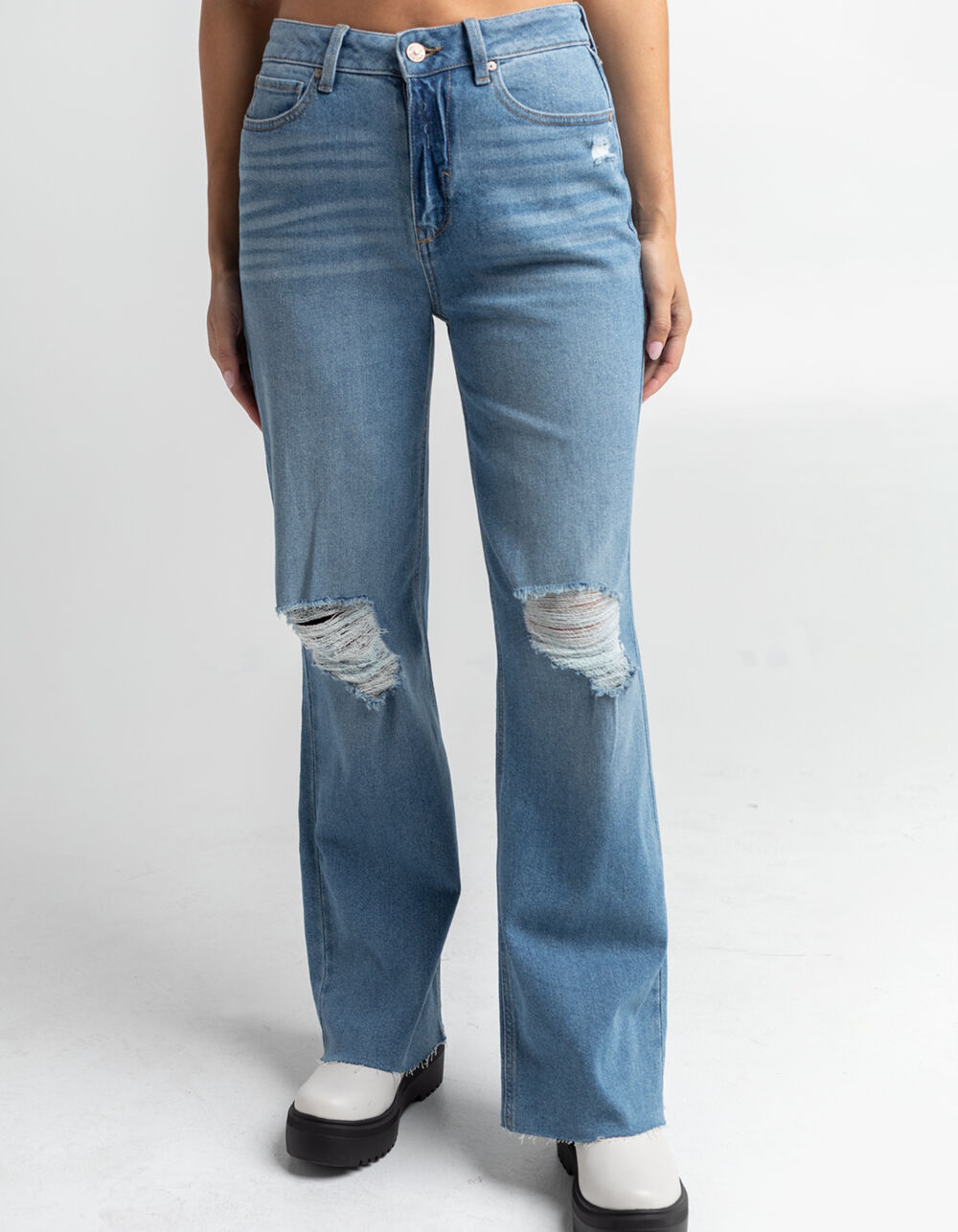 REWASH Super High Rise Wide Leg Womens Jeans - LIGHT WASH | Tillys