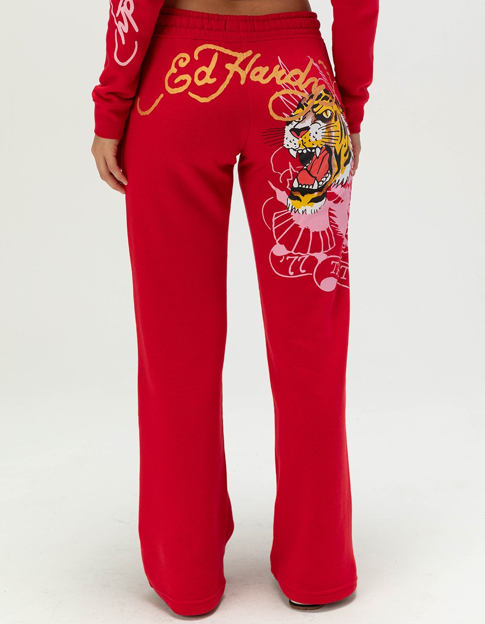 ED HARDY Tiger Womens Sweatpants - CHERRY