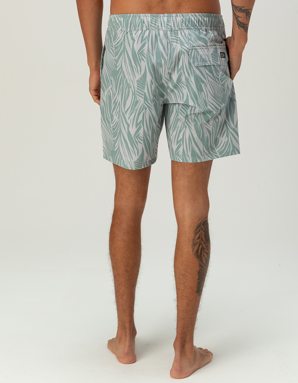 SALTY CREW Palm Print Mens Swim Trunks - SAGE