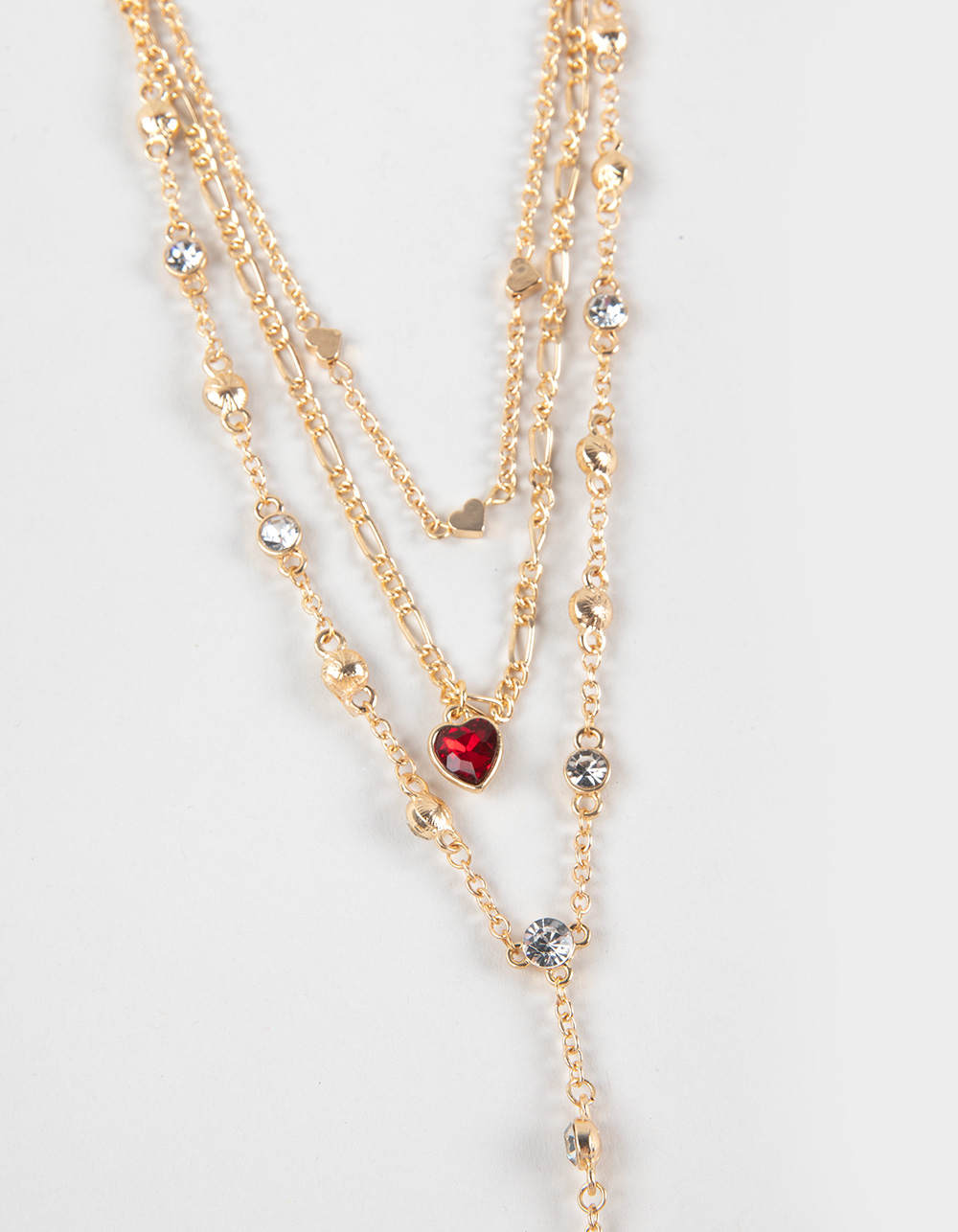 FULL TILT Cross/Heart/Stone Y Necklace - GOLD