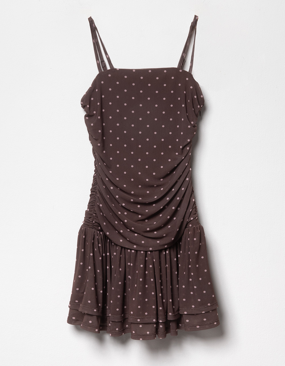 RSQ Girls Polka Dot Ruched Dress - BROWN COMBO
