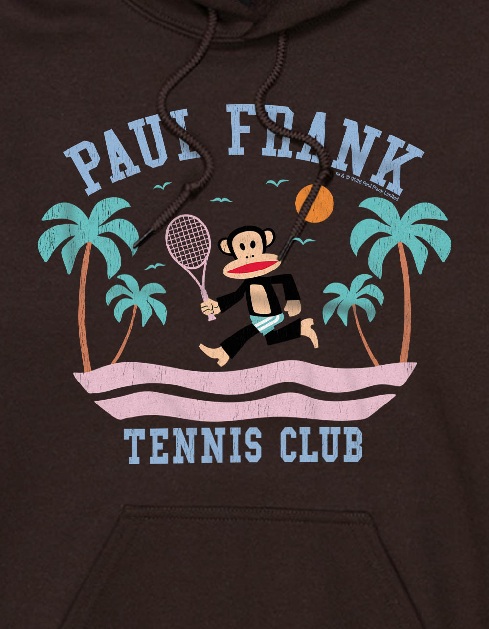 PAUL FRANK Tennis Club Unisex Hoodie - CHOCOLATE