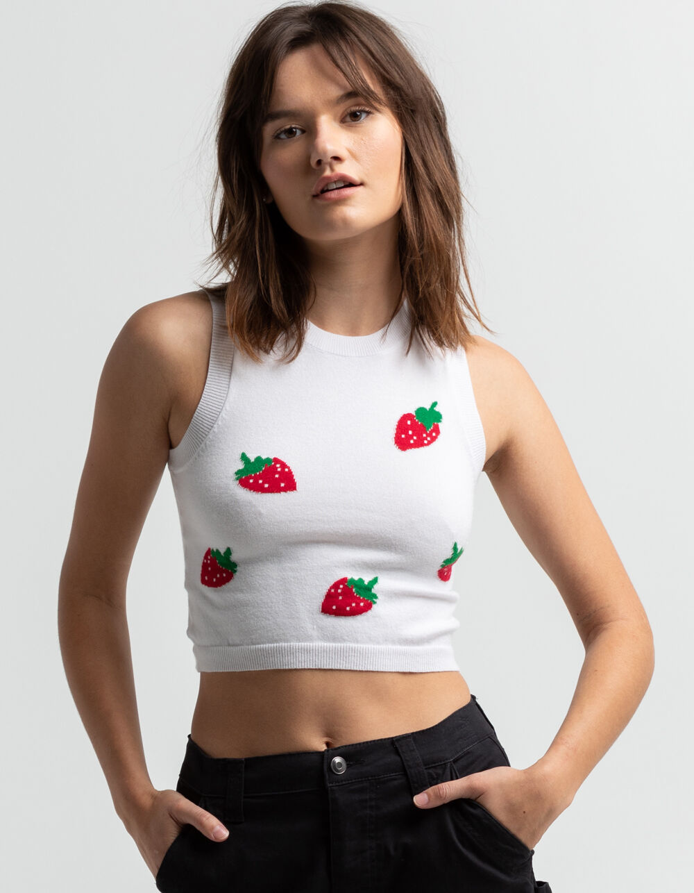 FULL TILT Strawberry Womens Vest - WHITE COMBO | Tillys