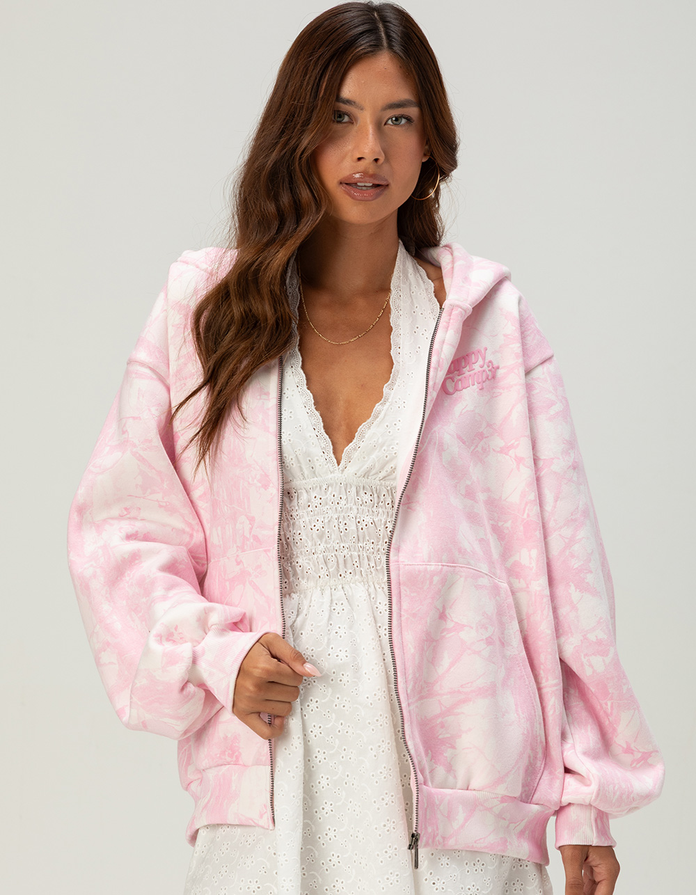 HAPPY CAMP3R PINK Camo Womens Zip-Up Hoodie - COMBO