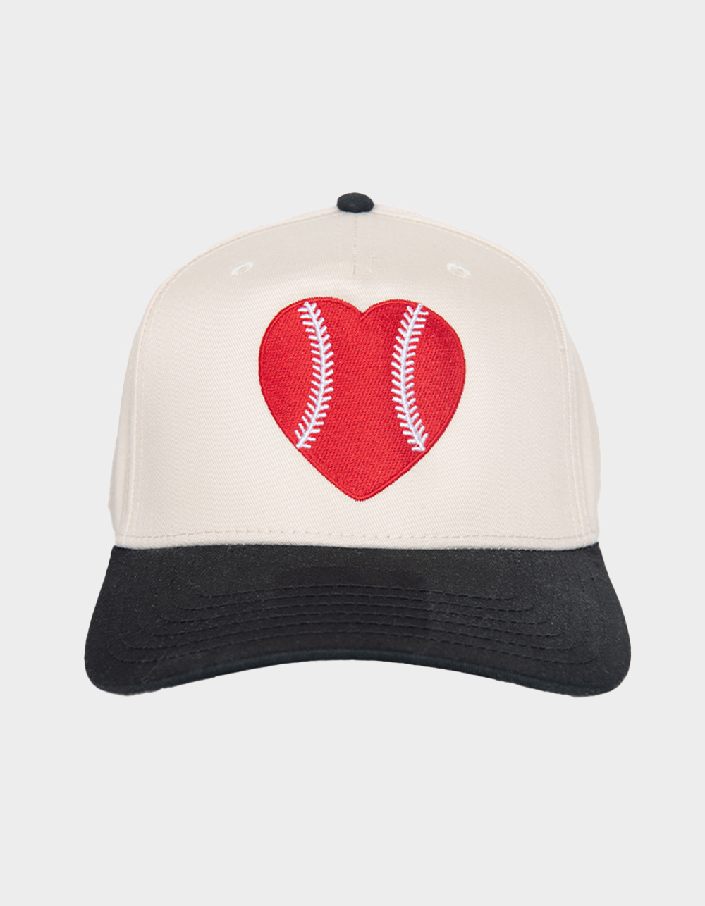 KATYDID Red Baseball Heart Vintage Trucker Hat - BLACK