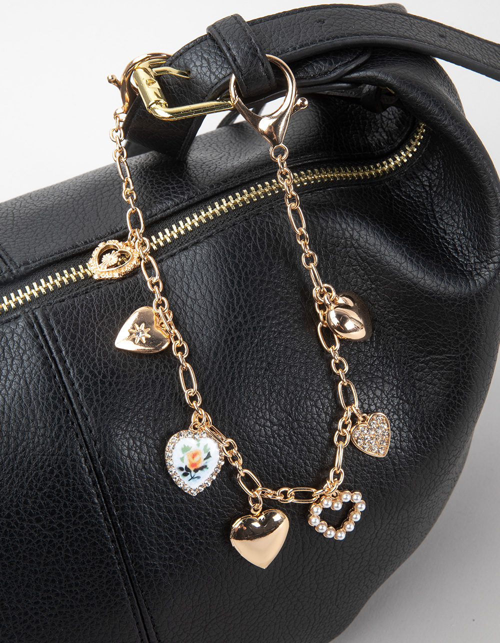 FULL TILT Heart Locket Pearl Bag Charm - GOLD