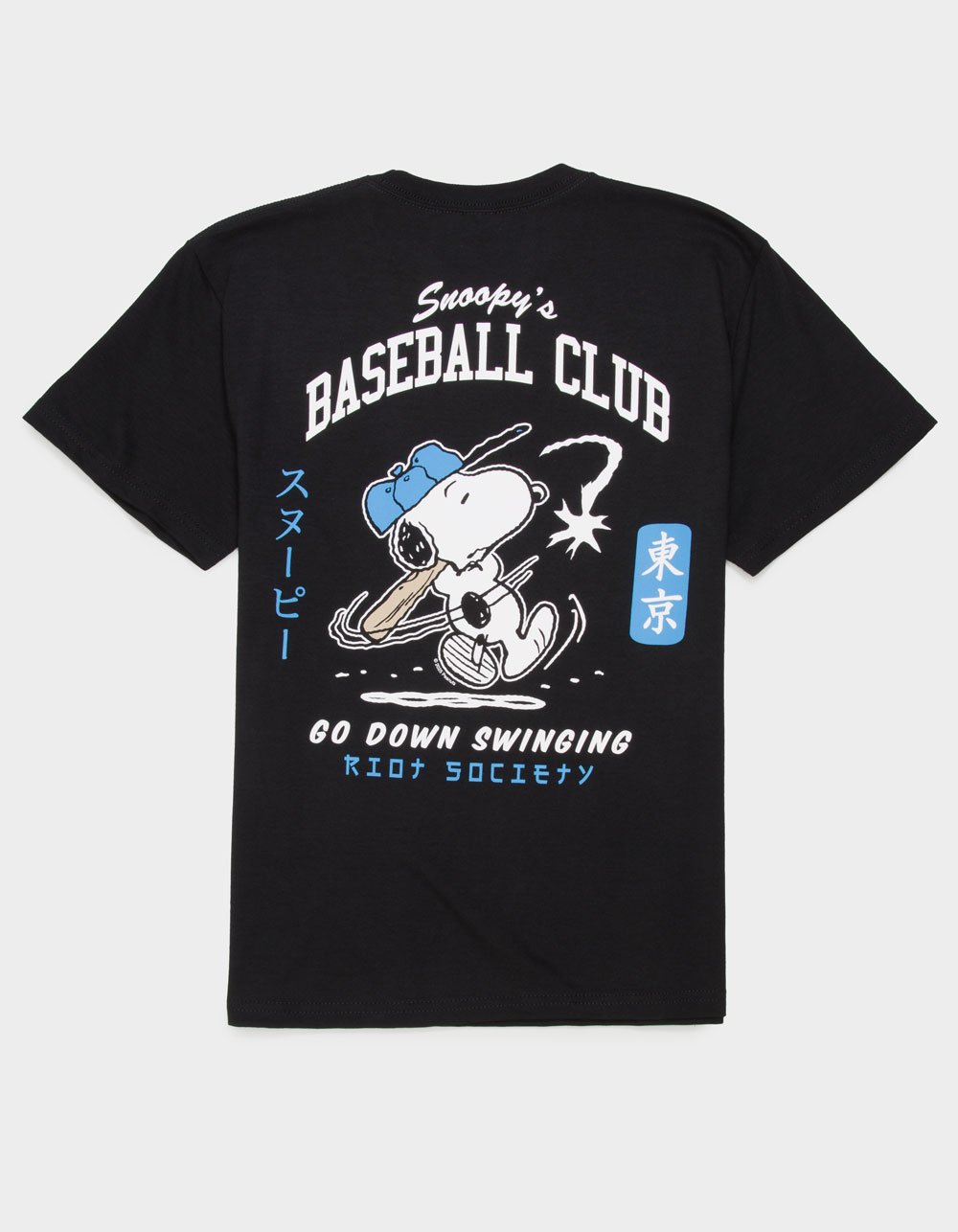 RIOT SOCIETY x Peanuts Snoopy's Baseball Club Boys Tee - BLACK