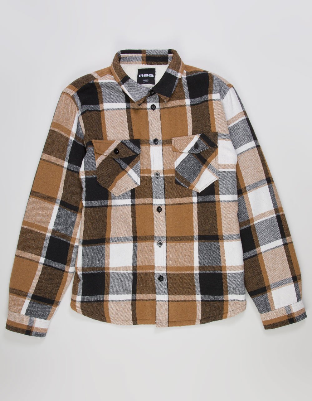 RSQ Mens Plaid Sherpa Jacket - TAN