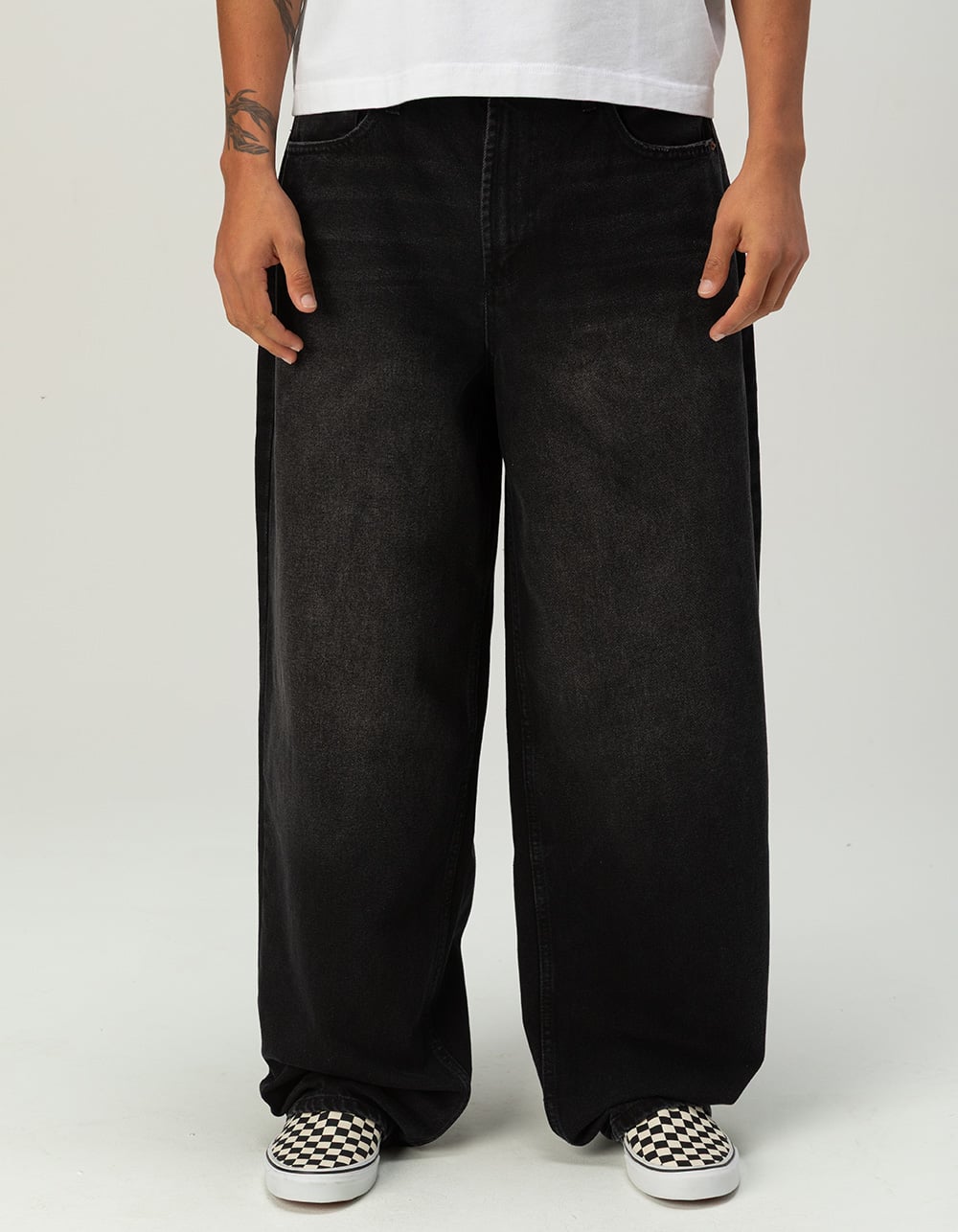 RSQ Mens Extra Baggy Patch Jeans - WASHED BLACK