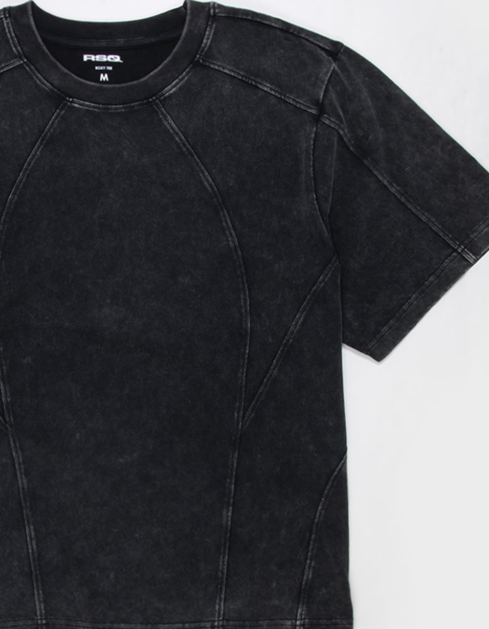 RSQ Mens Seamed Boxy Tee - BLACK
