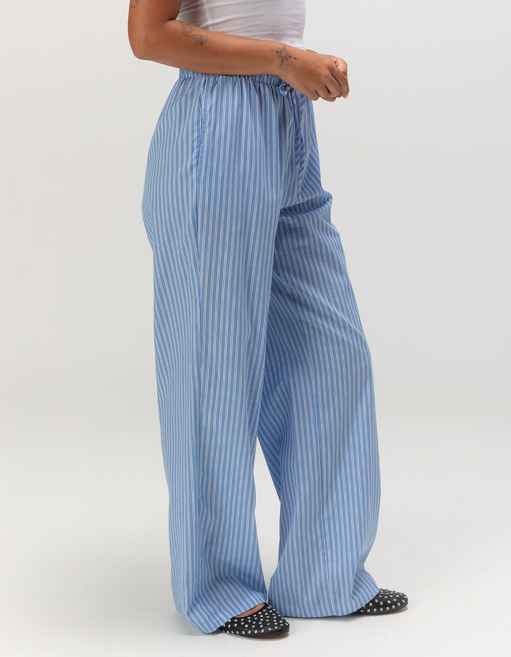 FULL TILT Womens Poplin Boxer Pants - BLUE COMBO