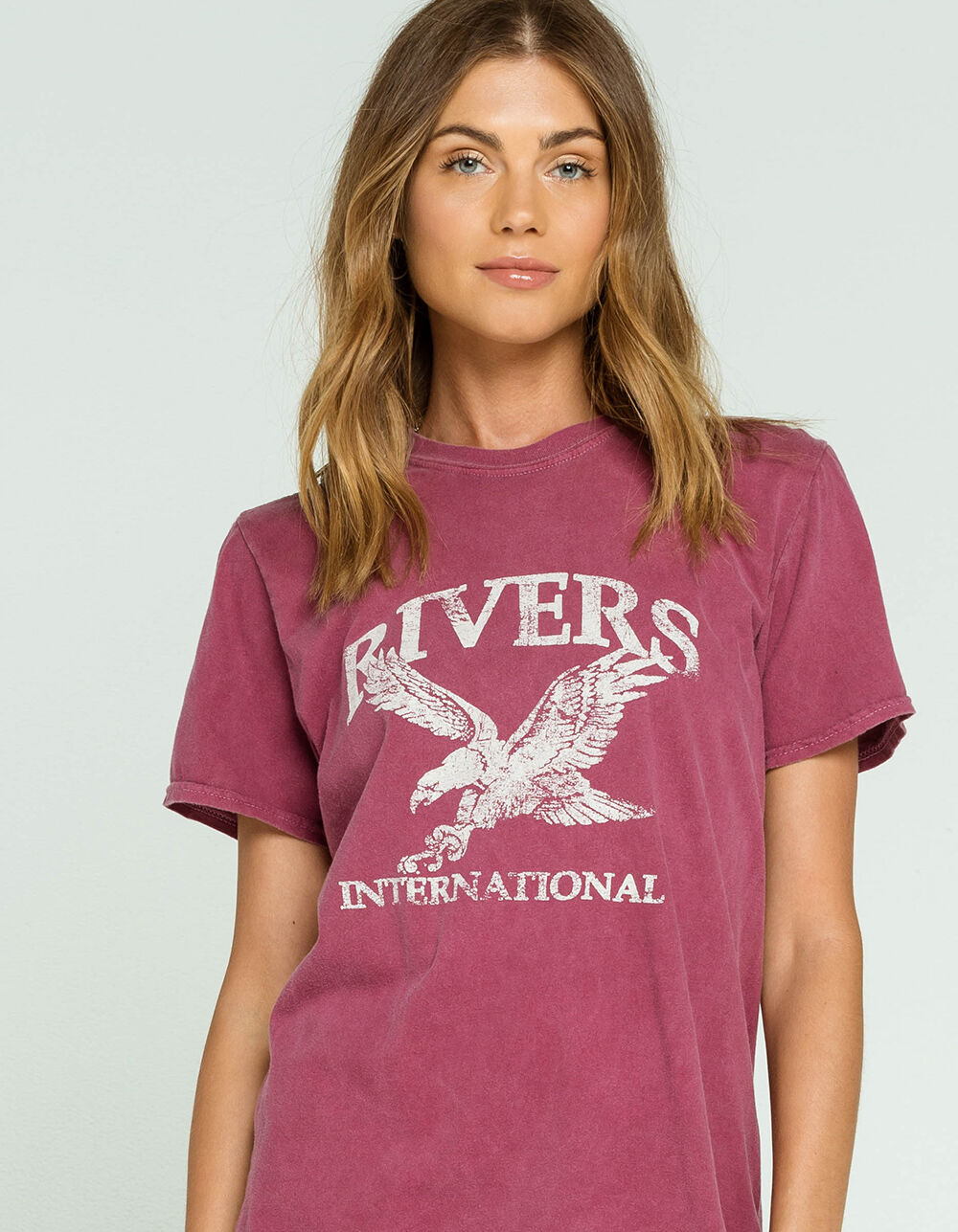 BDG Urban Outfitters Rivers Eagle Womens Oversized Tee - BURGUNDY | Tillys