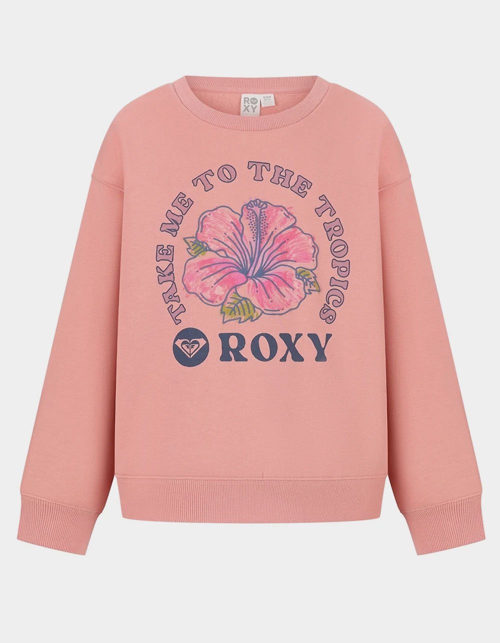 ROXY Hibiscus Girls Crewneck Sweatshirt - PEACH