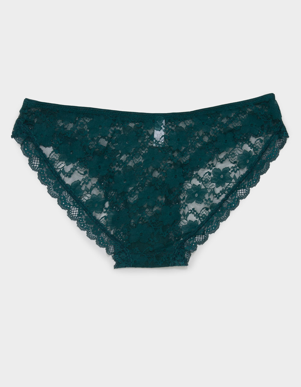 FULL TILT Allover Lace Bikini Panties - DK GREEN