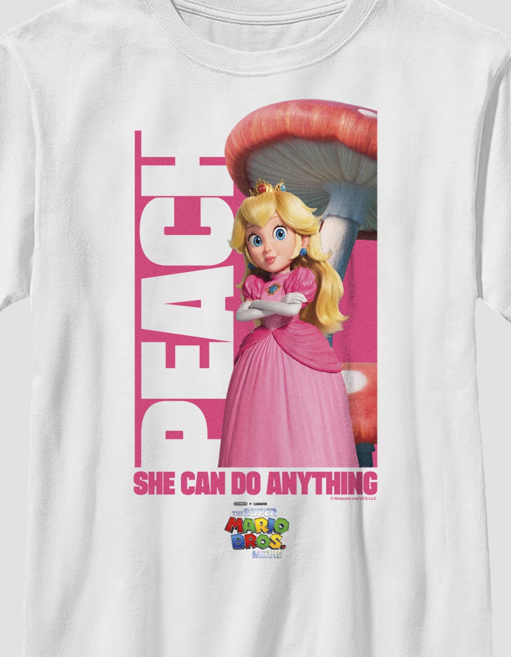 THE SUPER MARIO BROS MOVIE Peach Can Do Anything Unisex Kids Tee - WHITE