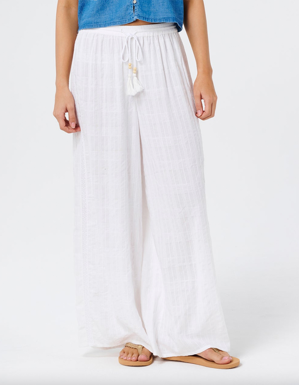 RIP CURL Catalina Islands Womens Wide Leg Pants - WHITE