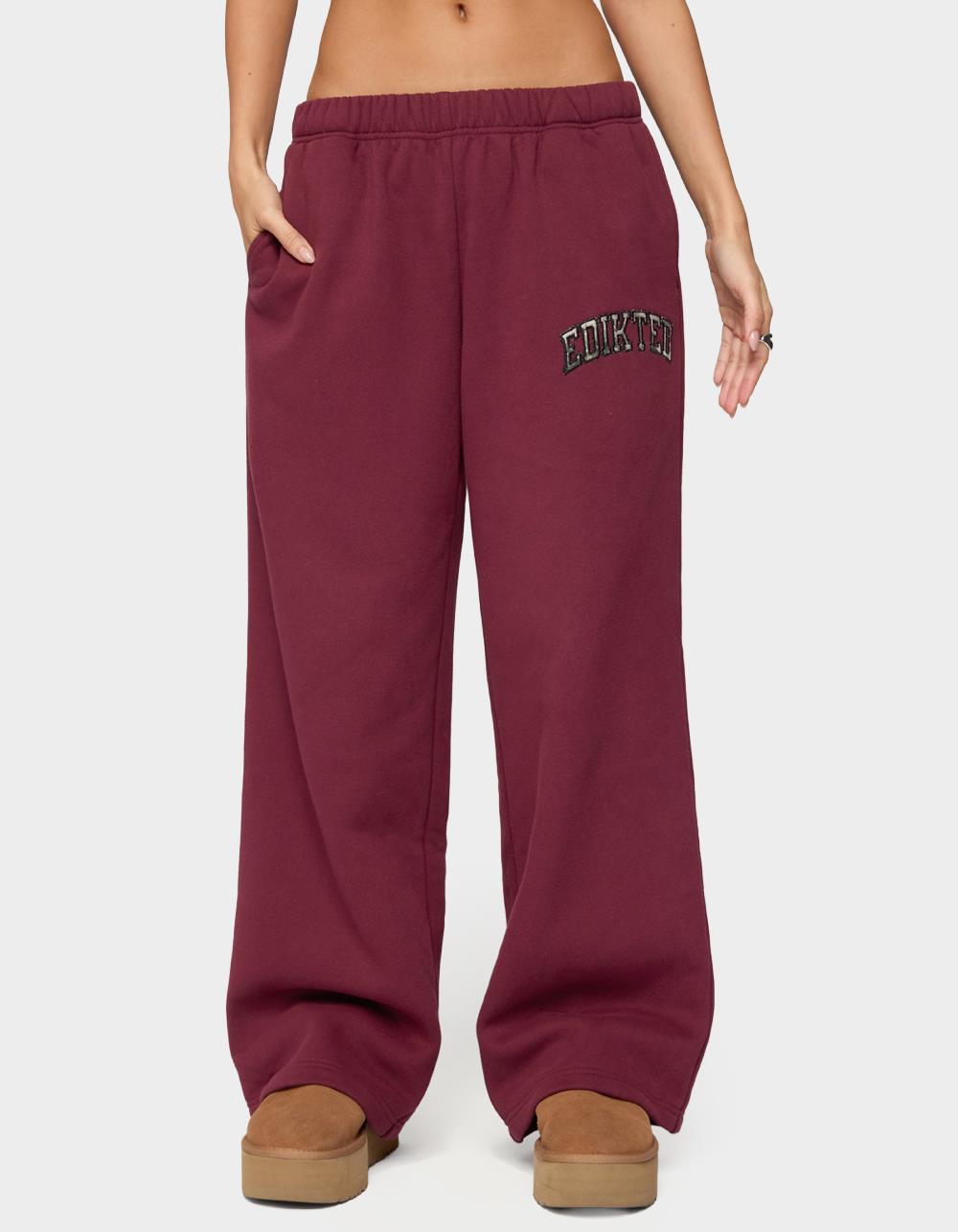 Edikted Camo Crush Sweatpants - DK RED