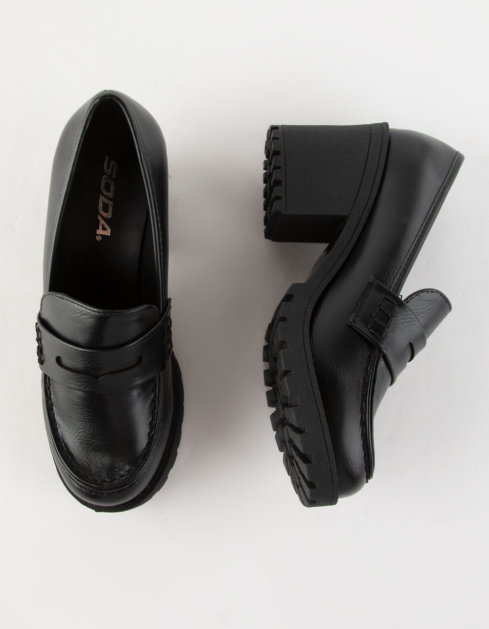 SODA Kinder Platform Womens Penny Loafer Shoes BLACK Tillys