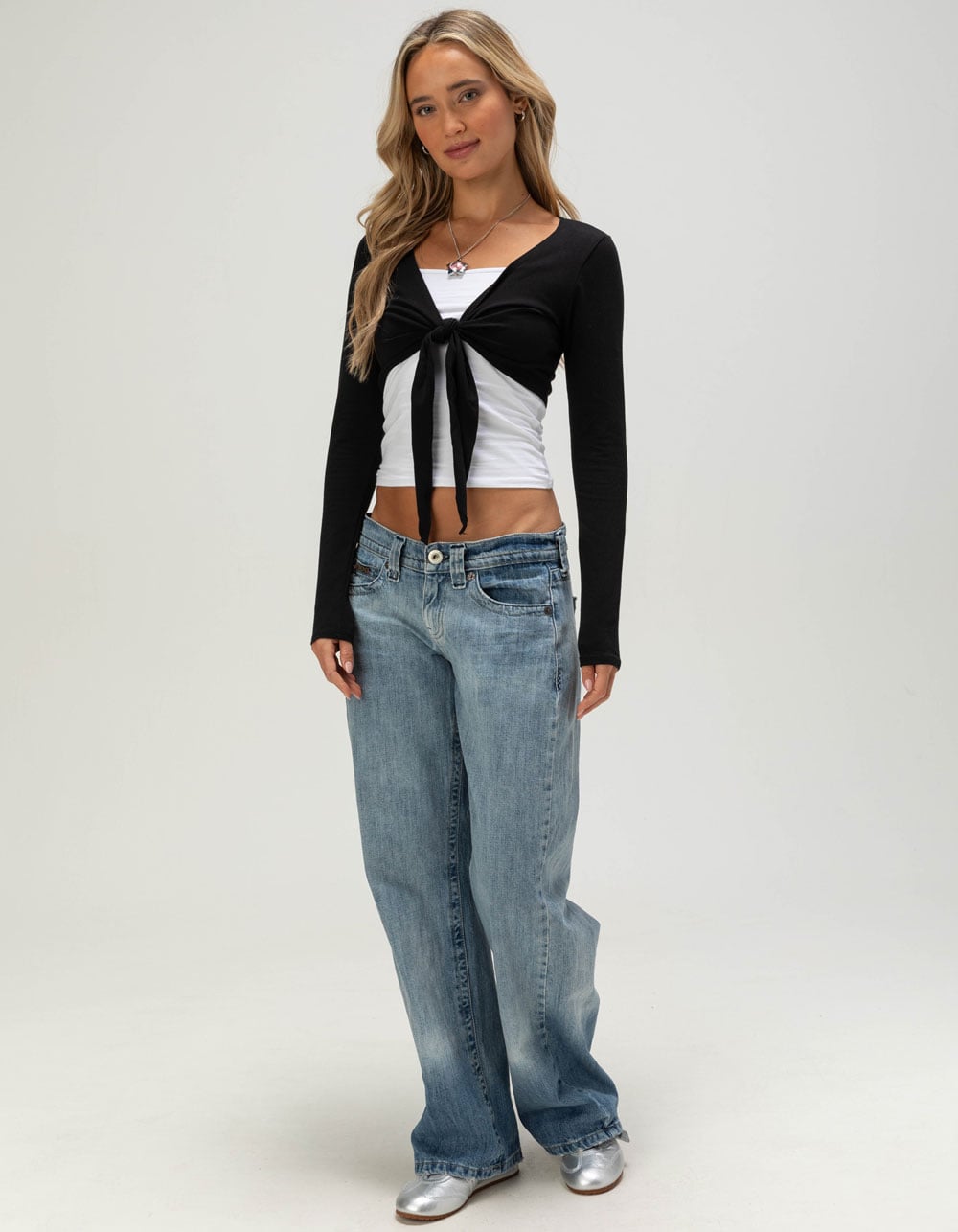 TILLYS Womens Tie Front Long Sleeve Shrug