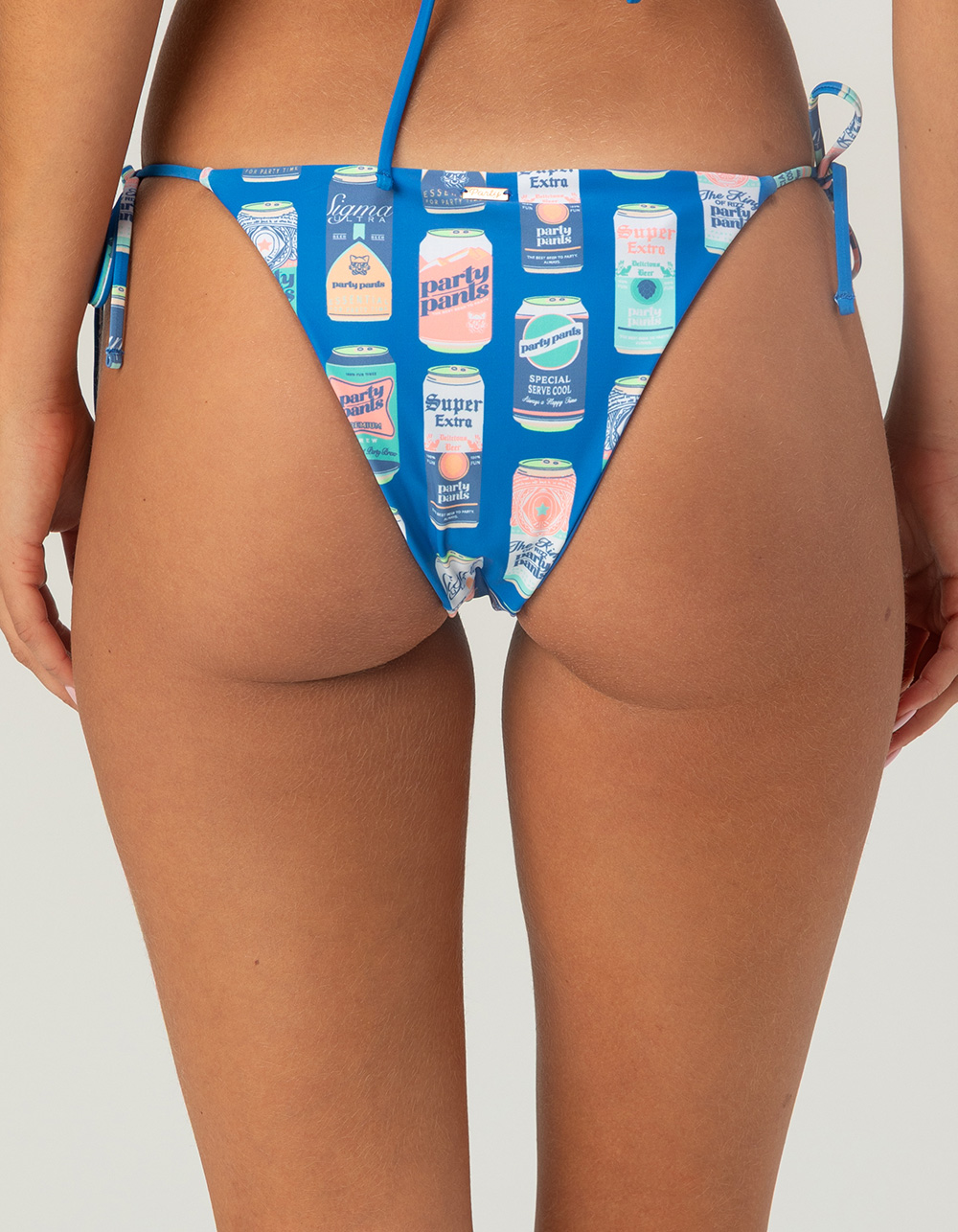 PARTY PANTS Hayley Reversible Tie Side Cheeky Bikini Bottoms - BLUE COMBO