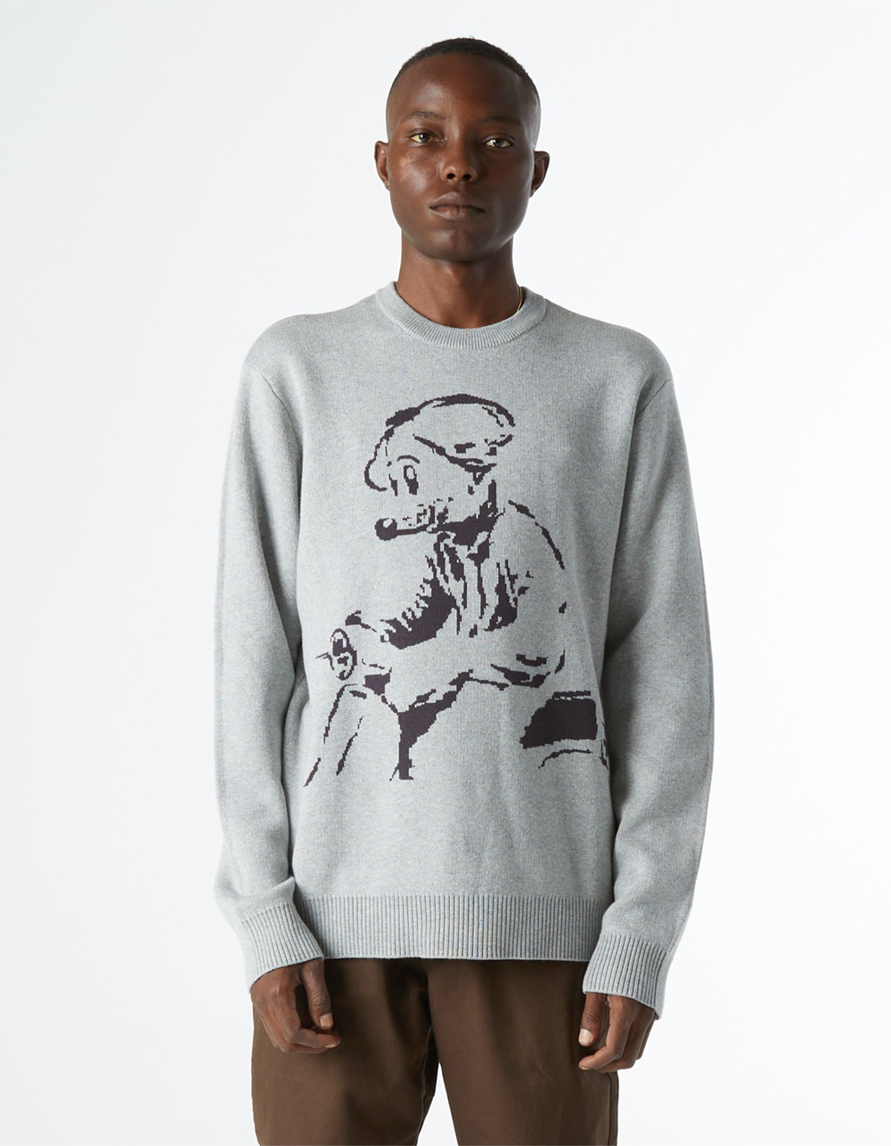 HUF x GIRL Mouse Intarsia Mens Sweater HEATHER GRAY Tillys