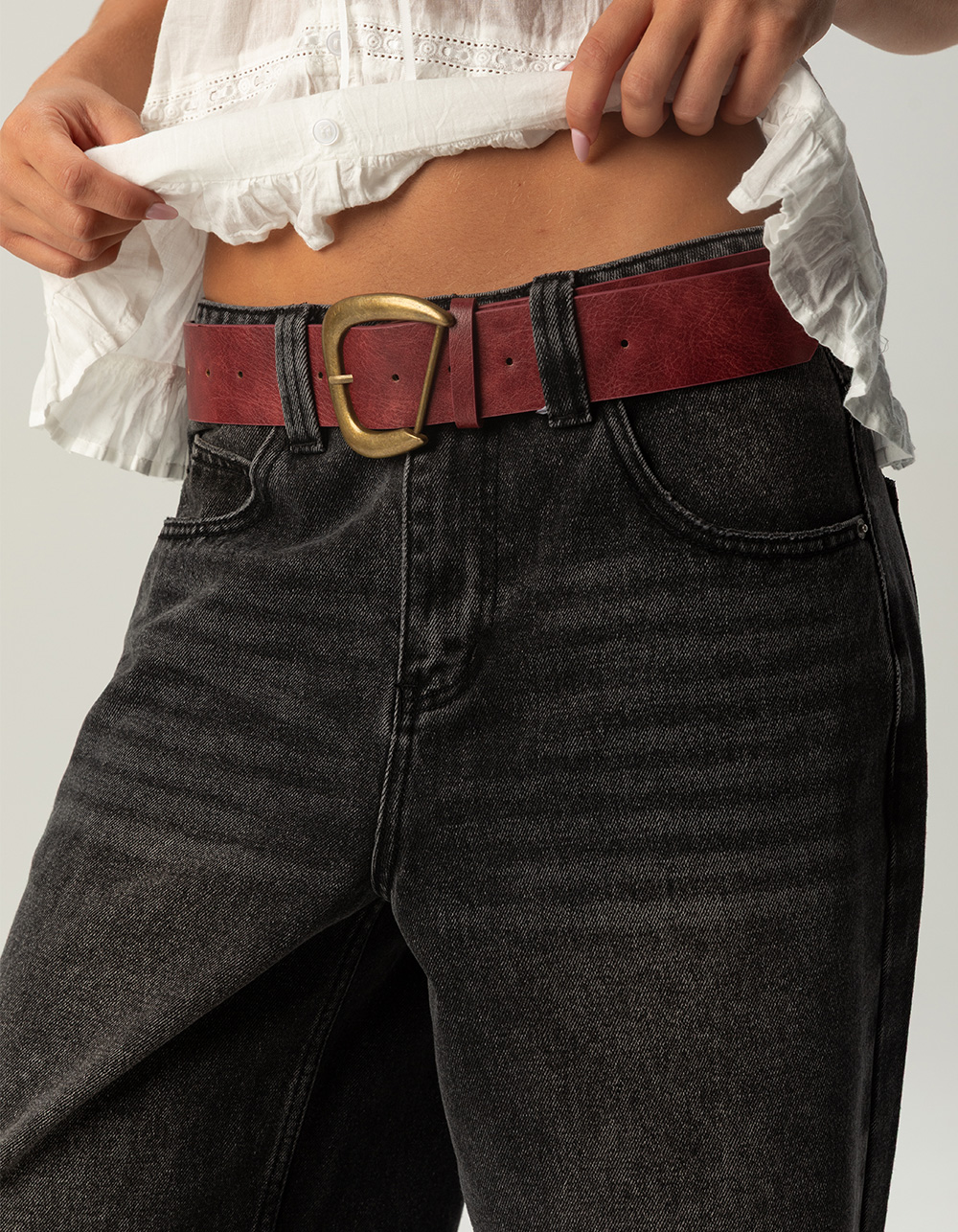 Basic Womens Belt - BURGUNDY