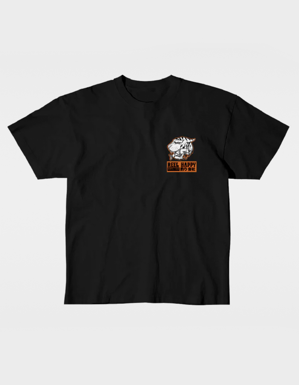 REEL HAPPY Road Trip Mens Oversized Crop Tee - BLACK